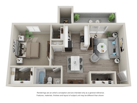 1 Bedroom 1 Bathroom 3D Floor Plan at Saratoga Ridge, Phoenix